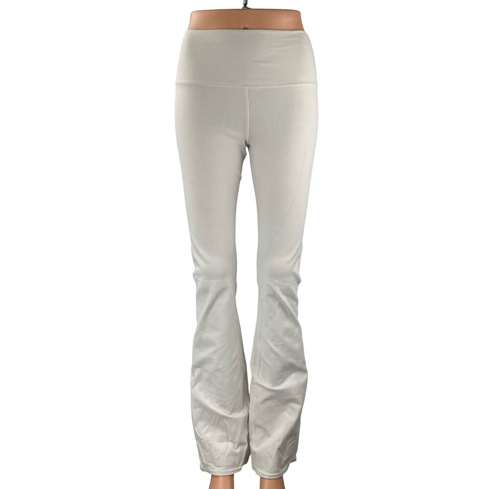 Alo Women's White High Rise Flare Yoga Gym Athletic Activewear Leggings Pants S